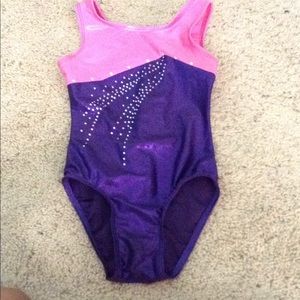 Pink and purple gymnastics leotard